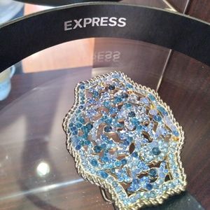 Express Genuine Black Leather Belt Size M